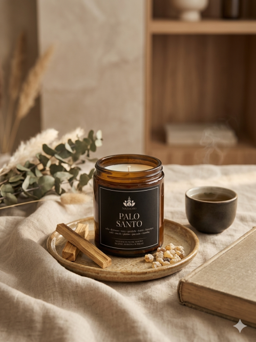SoyViento świeca sojowa zapach palo santo w szkle z nakrętką 155 g