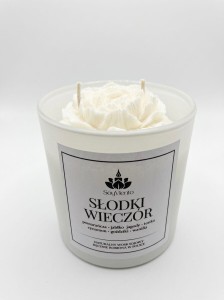 SoyViento świeca sojowa XL zapach słodki wieczór w białym matowym szkle 390 g