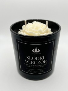 SoyViento świeca sojowa XL zapach słodki wieczór w czarnym błyszczącym szkle 390 g