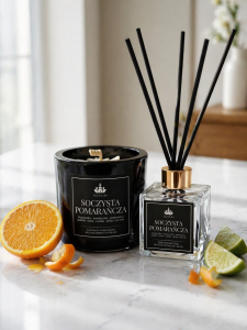 SoyViento Zestaw Świeca Sojowa 190 g + Dyfuzor Pomarańcza 100 ml