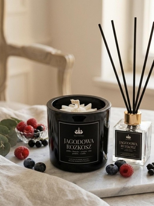 SoyViento zestaw jagodowa rozkosz świeca sojowa 190 g + dyfuzor 100 ml