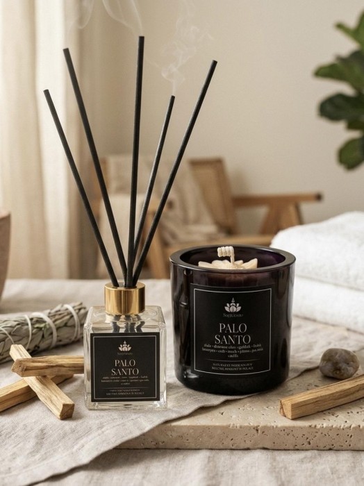 SoyViento zestaw palo santo świeca sojowa 190 g + dyfuzor 100 ml