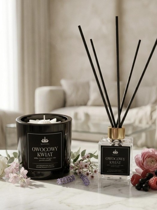 SoyViento zestaw owocowy kwiat świeca sojowa 190 g + dyfuzor 100 ml