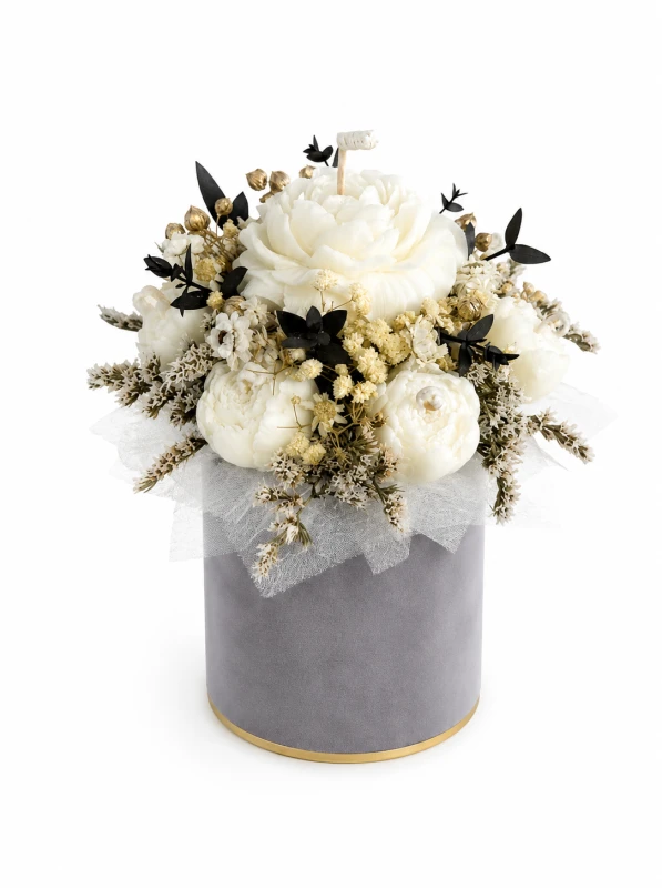 Flowerbox box kwiatów z wosku sojowego szary - S