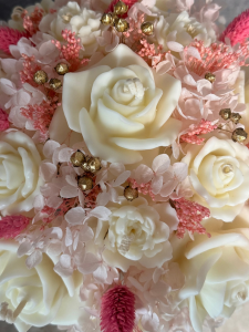 Premium Flowerbox box kwiatów z wosku sojowego beżowy - M - welurowy box