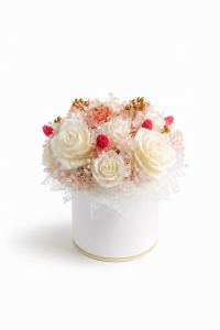 Premium Flowerbox box kwiatów z wosku sojowego biały - M - welurowy box